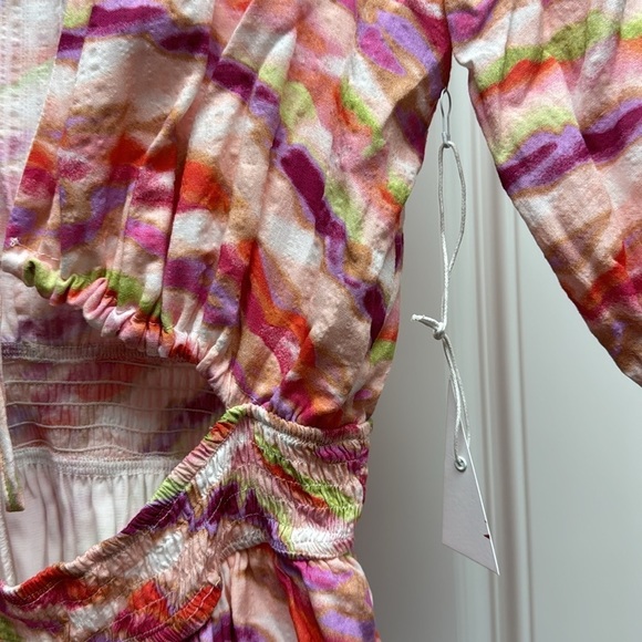 Meet Me In Santorini Pink, Orange, White Peekaboo Goddess Romper - Picture 6 of 16